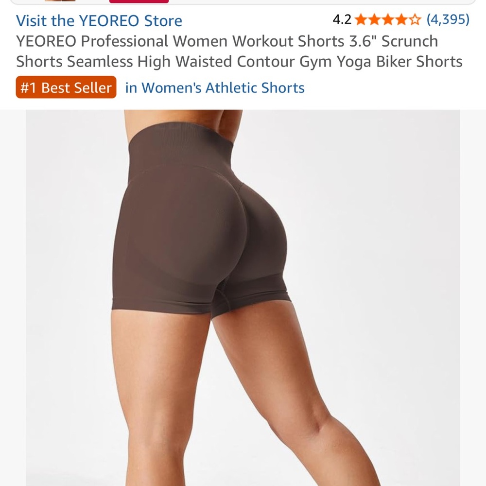 High-Waist Brown Sculpting Bike Shorts by YEOREO